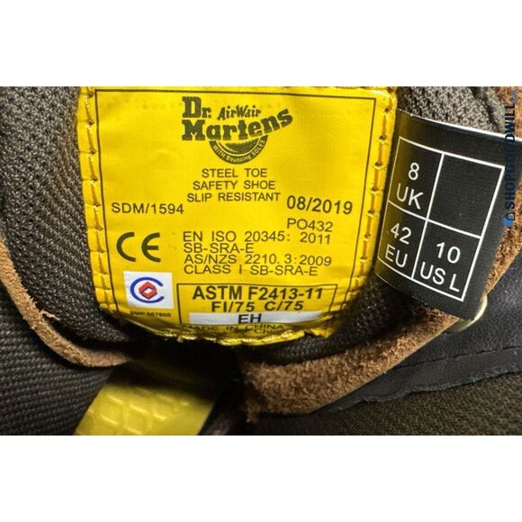 Dr. Martens Industrial Steel Toe Work Boots - Brown - ladies size 10 Mens size 9 main image 5
